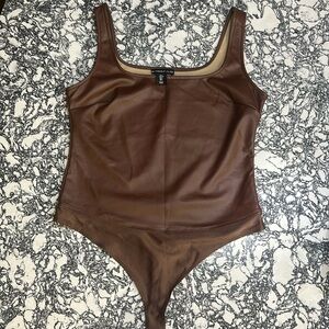 Sincerely Jules Faux Leather Square Neck Bodysuit in size Large